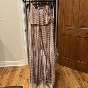 2 piece tie dyed crop top and split leg pants set size Small